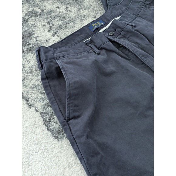 Polo Ralph‎ Lauren Mens Chino Shorts 34/35 Navy Blue Relaxed Fit 10" Flat Front - Picture 6 of 9
